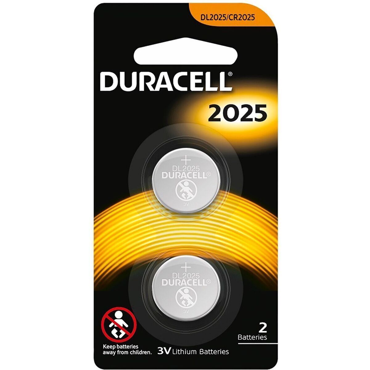 2x Duracell CR2025 Batteries Lithium 3V Battery Security 2025 V563-041333686486-1PK