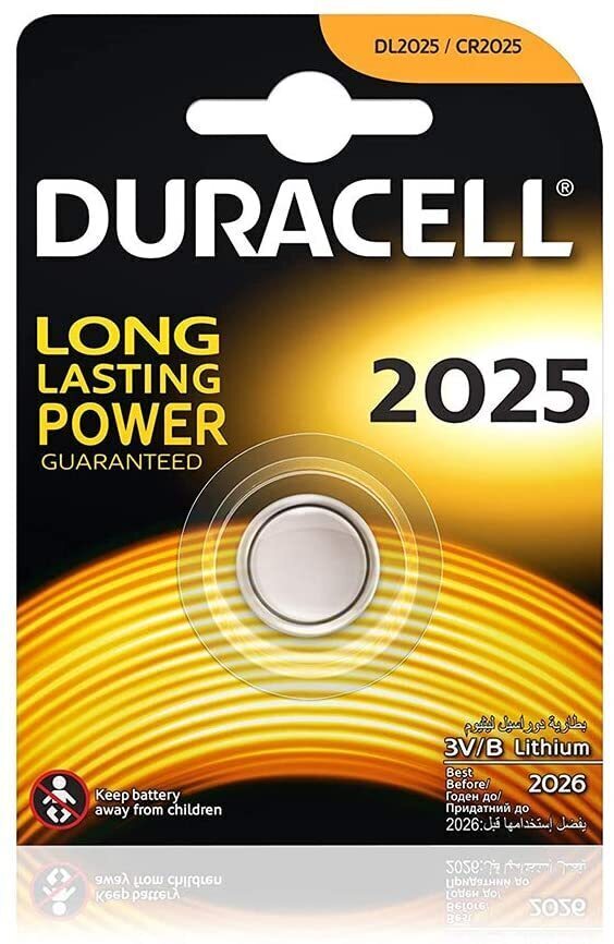2x Duracell CR2025 Batteries Lithium 3V Battery Security 2025 V563-041333686486-1PK