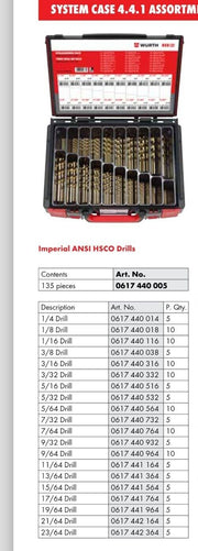 Wurth 135-Piece Twist Drill Bit Assortment in System Box V563-0617440005