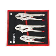 Wurth Locking Pliers Set 3 Piece Nickel Coated with Tool Roll Adjustable Clamp Wrench V563-071409103