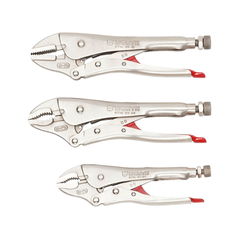 Wurth Locking Pliers Set 3 Piece Nickel Coated with Tool Roll Adjustable Clamp Wrench V563-071409103