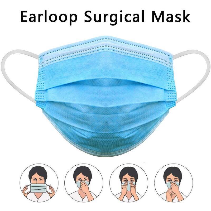 100x Disposable Surgical Face Mask Dust Mouth Guard 3 Ply Air Purifying V563-0899110001-2PACKSOF50