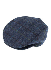 DENTS Abraham Moon Tweed Flat Cap Wool Ivy Hat Driving Cabbie Quilted 1-3038 - Blue - Medium V563-1-3038-BLUE-M