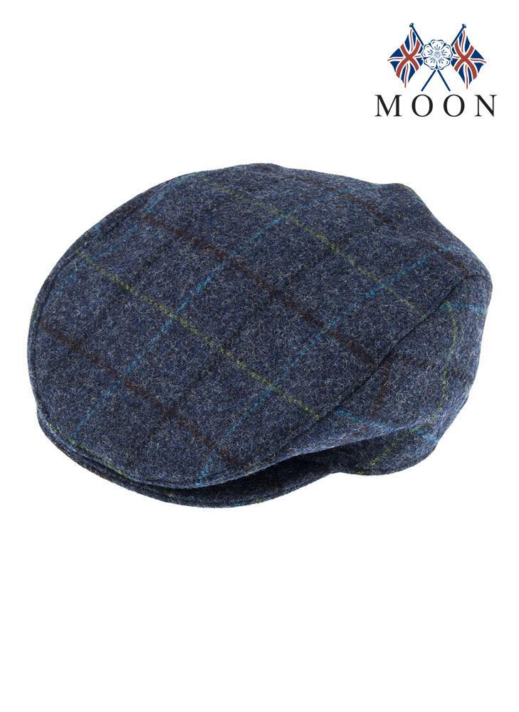DENTS Abraham Moon Tweed Flat Cap Wool Ivy Hat Driving Cabbie Quilted 1-3038 - Blue - Medium V563-1-3038-BLUE-M