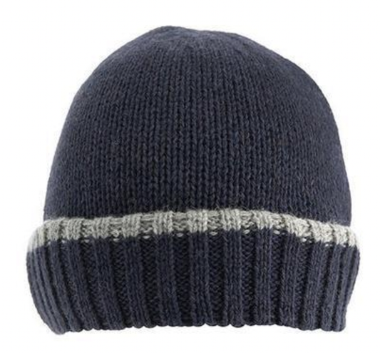 Dents Mens Knitted Hat w/ Turn Up Brim Warm Winter Ski - Navy / Slate V563-1-4086-NVY-SLTE