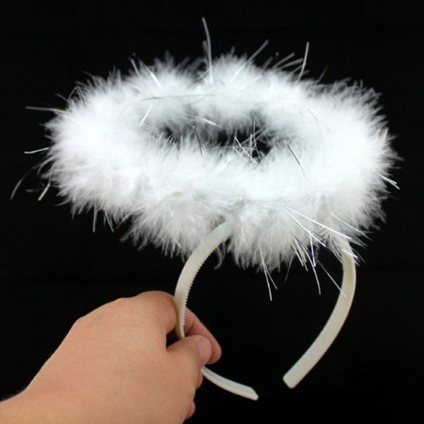 ANGEL HEADBAND Fairy Halo Hair Hoop Costume Dress Up Party Xmas Headpiece V563-10010-WHITE