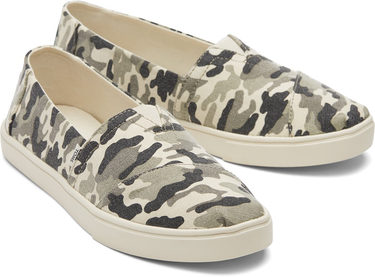 TOMS Womens Casual Canvas Slip On Sneakers Shoes Espadrilles Flats - Army Camo Camouflage - US 9 V563-10016779-US9