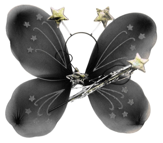 Girls Kids Angel Fairy Butterfly Wing Fancy Princess Costume Party Prop - Black V563-10420-01