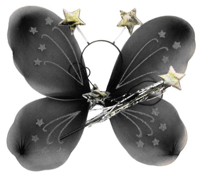 Girls Kids Angel Fairy Butterfly Wing Fancy Princess Costume Party Prop - Black V563-10420-01