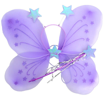 Girls Kids Angel Fairy Butterfly Wing Fancy Princess Costume Party Prop - Purple V563-10420-06