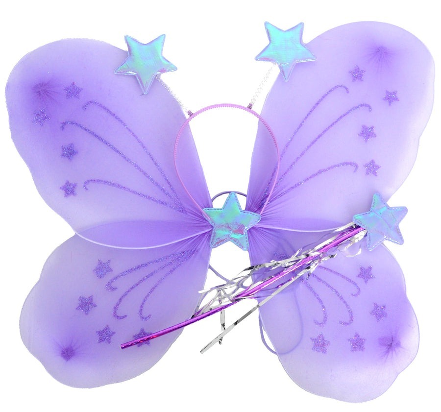 Girls Kids Angel Fairy Butterfly Wing Fancy Princess Costume Party Prop - Purple V563-10420-06