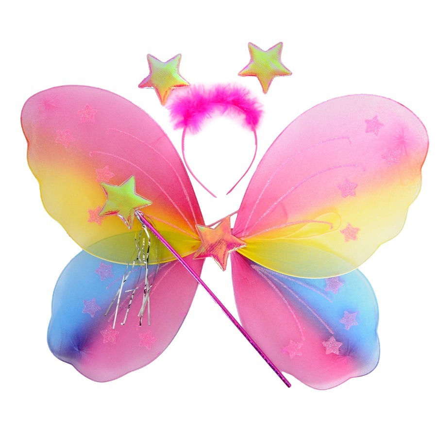 Girls Kids Angel Fairy Butterfly Wing Princess Party Costume Prop - Rainbow V563-10420-11