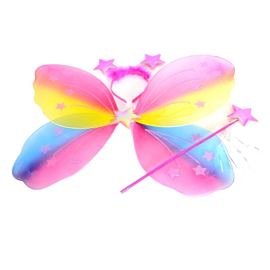 Girls Kids Angel Fairy Butterfly Wing Princess Party Costume Prop - Rainbow V563-10420-11