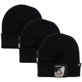 3x Goorin Lone Wolf Man Beanie Hat Warm Winter Ski Animal Series - Black V563-107-0120-BLK-3X