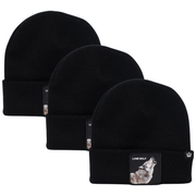 3x Goorin Lone Wolf Man Beanie Hat Warm Winter Ski Animal Series - Black V563-107-0120-BLK-3X