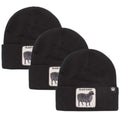 3x Goorin Sheep for Brains Beanie Hat Warm Winter Ski Animal Series - Black V563-107-0218-BLK-3X