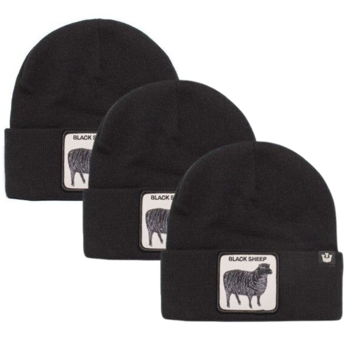 3x Goorin Sheep for Brains Beanie Hat Warm Winter Ski Animal Series - Black V563-107-0218-BLK-3X