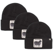 3x Goorin Sheep for Brains Beanie Hat Warm Winter Ski Animal Series - Black V563-107-0218-BLK-3X