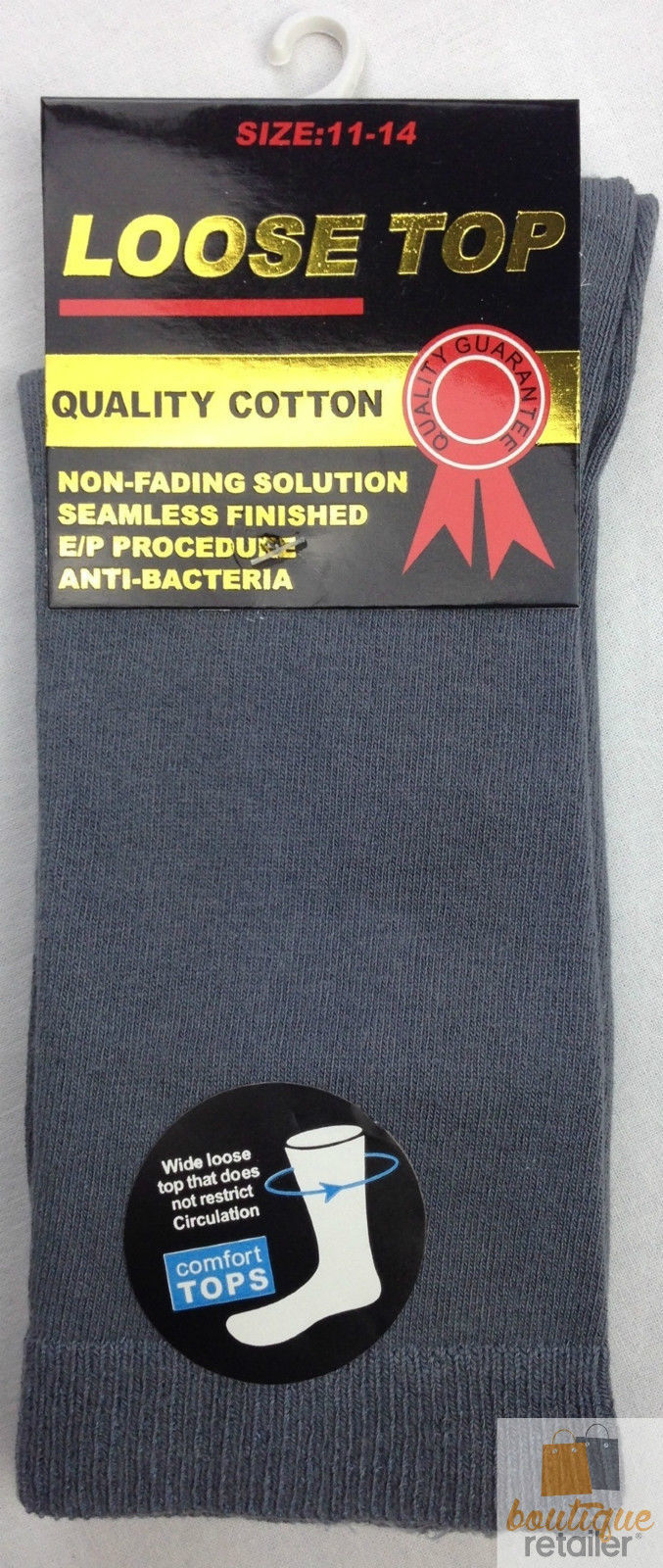 10x Pairs COTTON Rich LOOSE TOP SOCKS Medical Circulation Diabetic Comfort BULK - - - 11-14 V563-10COTTONLTSOX-GRY11-14