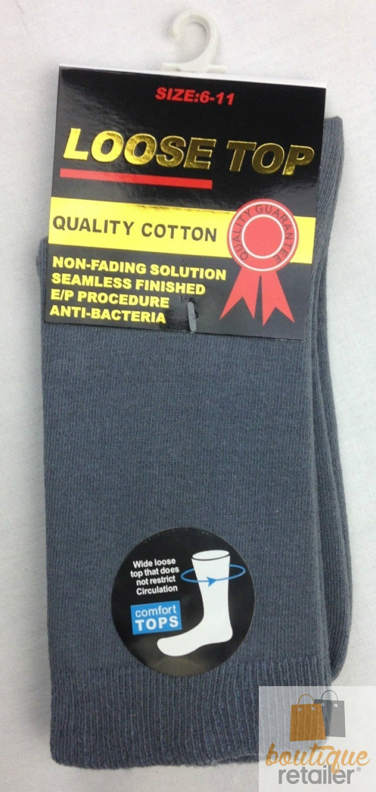10x Pairs COTTON Rich LOOSE TOP SOCKS Medical Circulation Diabetic Comfort BULK - - - 6-11 V563-10COTTONLTSOX-GRY6-11
