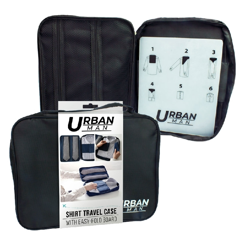 Urban Travel Shirt Organiser Bag Case Pouch w/ Fold Board 36cm x 26cm x 5cm in Black V563-110040
