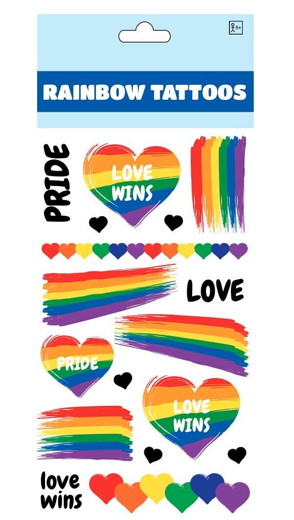 17x Rainbow Tattoos Pride Temporary Waterproof Gay Pride Stickers Mardi Gras V563-11088-04
