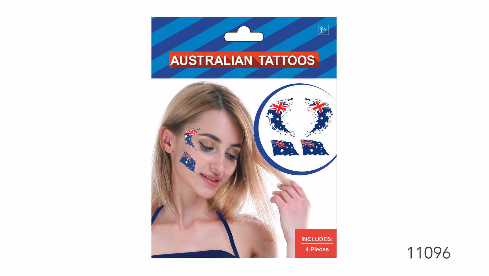 4pcs Australian Flag Face Tattoos Australia Day Soccer Tennis V563-11096
