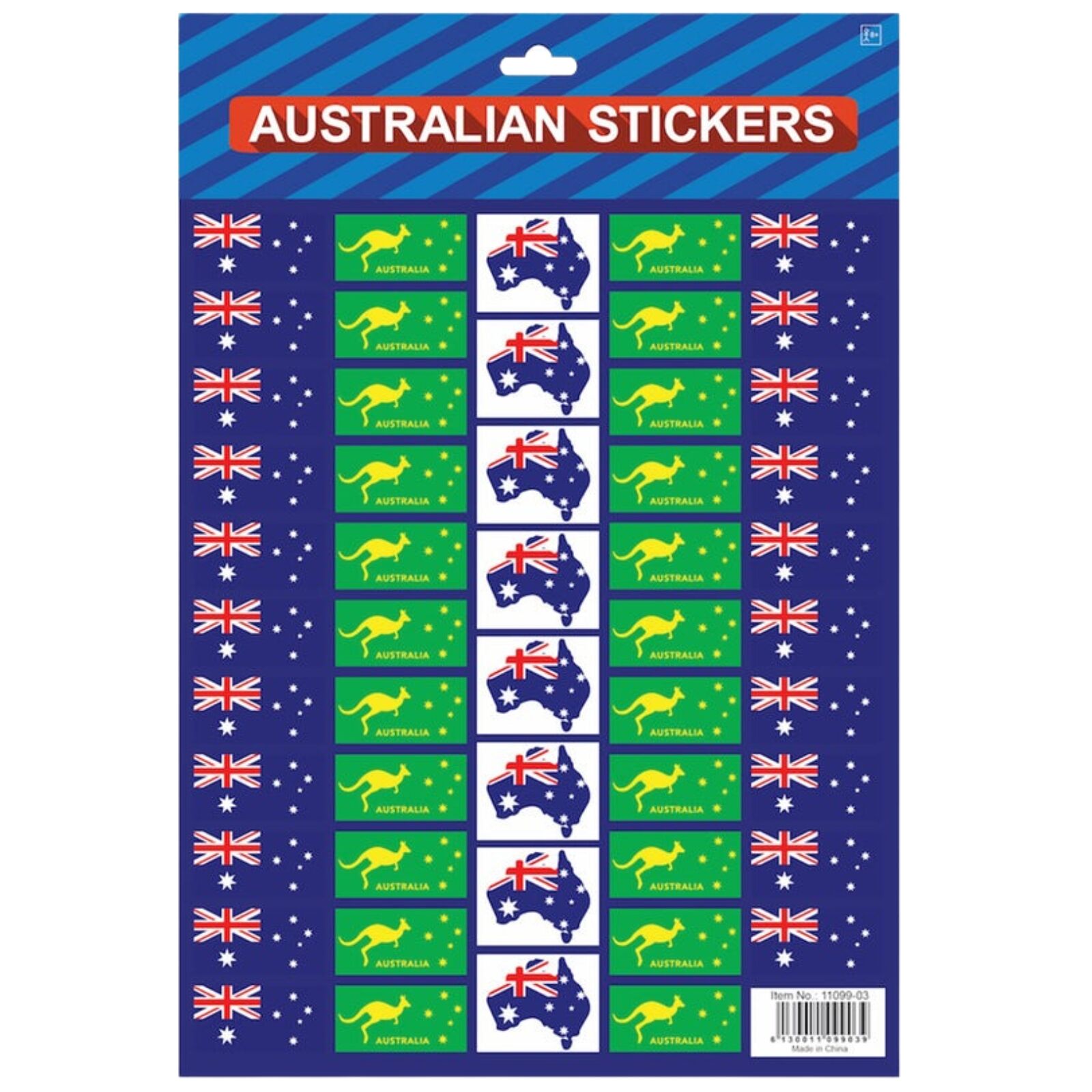 Australian Flag Stickers - A4 Sheet of Festive Stickers for Australia Day Celebrations V563-11099-03
