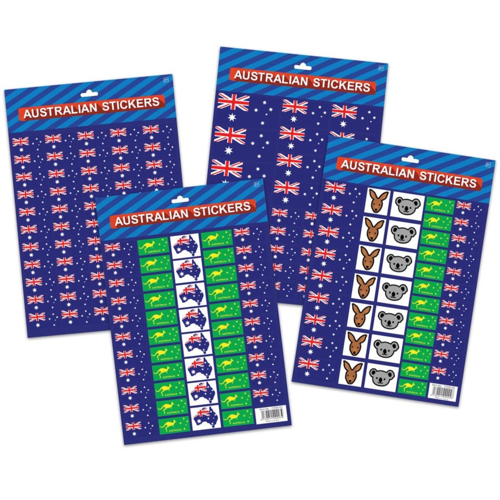 Australian Flag Stickers - 4x A4 Sheets of Festive Stickers for Australia Day Celebrations V563-11099-4X_ASSRTD