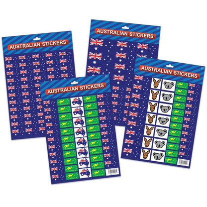 Australian Flag Stickers - 4x A4 Sheets of Festive Stickers for Australia Day Celebrations V563-11099-4X_ASSRTD