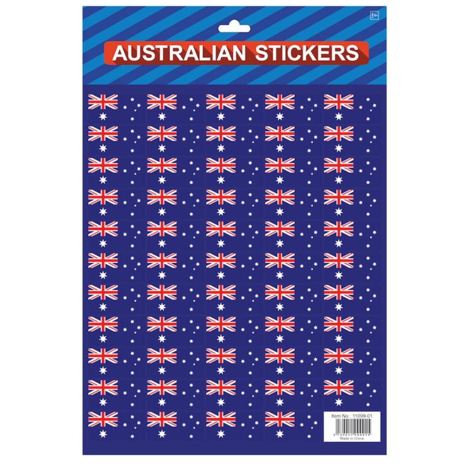 Australian Flag Stickers - 4x A4 Sheets of Festive Stickers for Australia Day Celebrations V563-11099-4X_ASSRTD