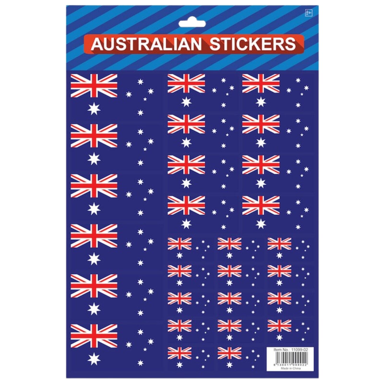 Australian Flag Stickers - 4x A4 Sheets of Festive Stickers for Australia Day Celebrations V563-11099-4X_ASSRTD