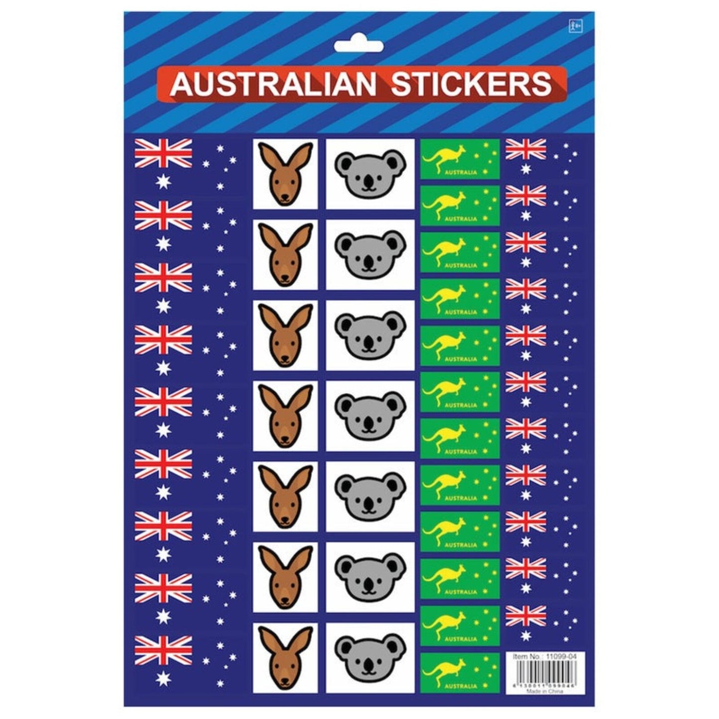 Australian Flag Stickers - 4x A4 Sheets of Festive Stickers for Australia Day Celebrations V563-11099-4X_ASSRTD