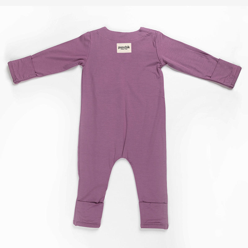Ponchik Babies + Kids - Magnetic Bamboo Body Suit Onesie - Plum - 0-3m V563-11100401