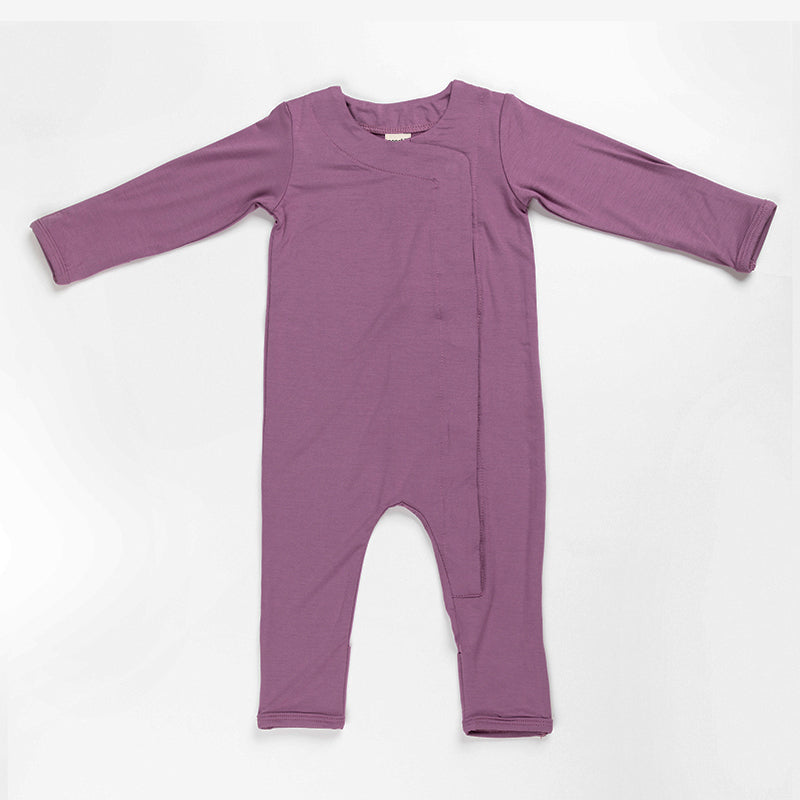Ponchik Babies + Kids - Magnetic Bamboo Body Suit Onesie - Plum - 6-12m V563-111004012
