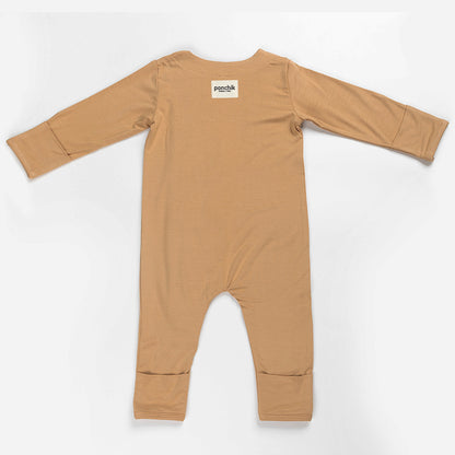 Ponchik Babies + Kids Magnetic Bamboo Body Suit - Toffee - 0-3m V563-11100403