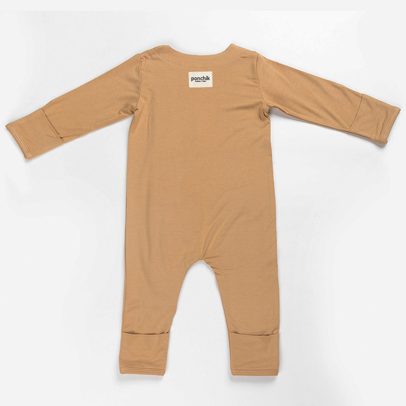 Ponchik Babies + Kids Magnetic Bamboo Body Suit - Toffee - 3-6m V563-111004031