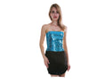Womens SEQUIN BANDEAU CROP TOP Sparkling Sparkly Costume Tube - Light Blue V563-12086-LIGHTBLUE
