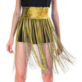 Sequin Belt w/Fringe Skirt Belly Dance Dancer Costume Party - Gold/Yellow V563-12087-10