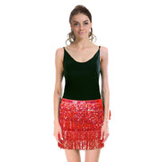 Adult Sequin Fringe Skirt w/ Adjustable Tie Costume Party in Red V563-12088-03