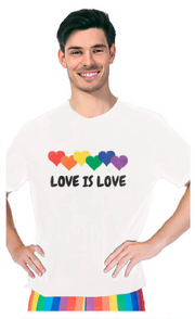 Adult Rainbow T Shirt Top Tee Gay Pride LGBTQ Love Is Love - White- One Size V563-12096-06