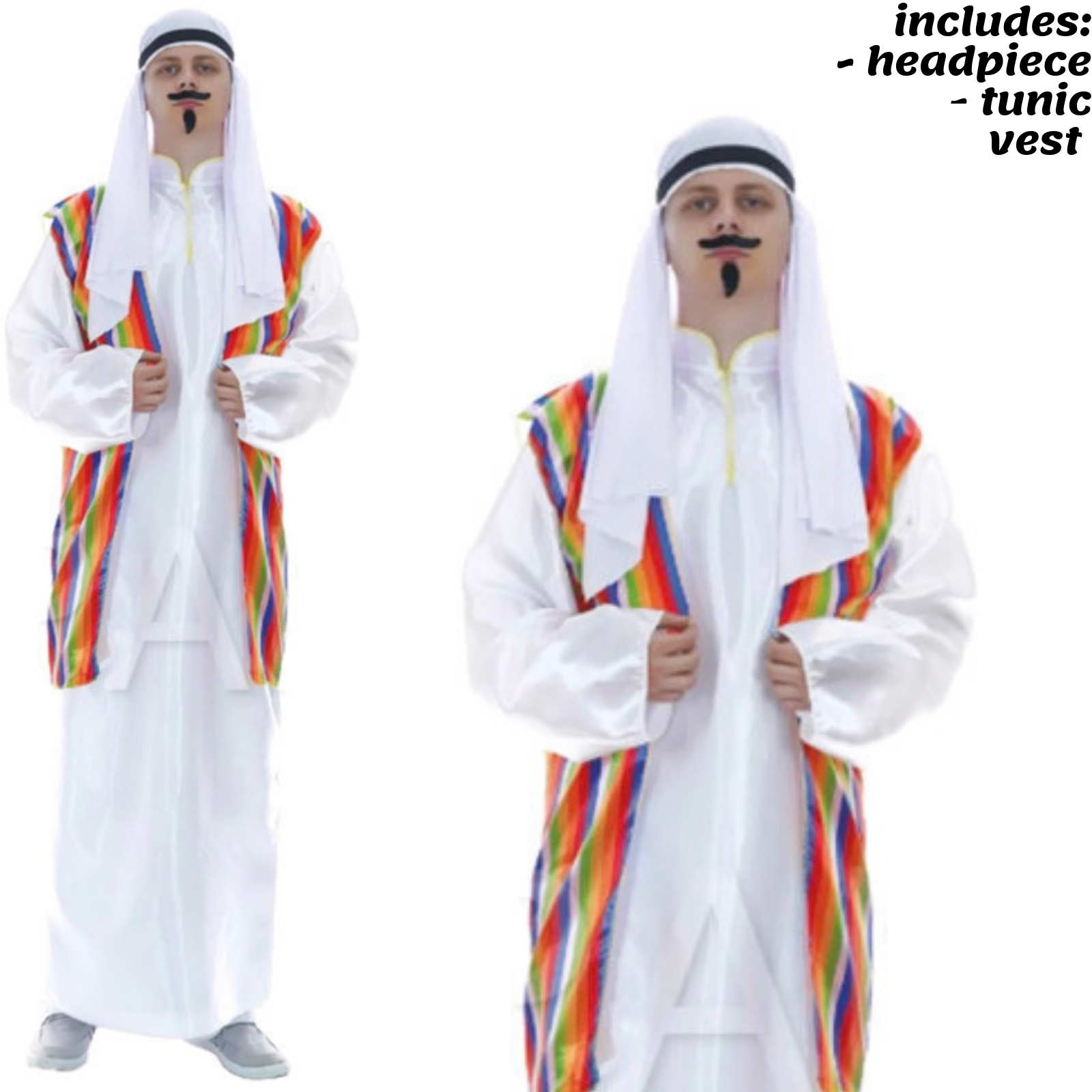 Arabian Man Costume Middle Eastern Party Sheik Dress Arab Pilgrim Sultan V563-12103