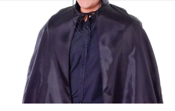 Black Adult Cape Costume Halloween Cloak Bandit Vampire Witch Wizard Fancy Dress V563-12176