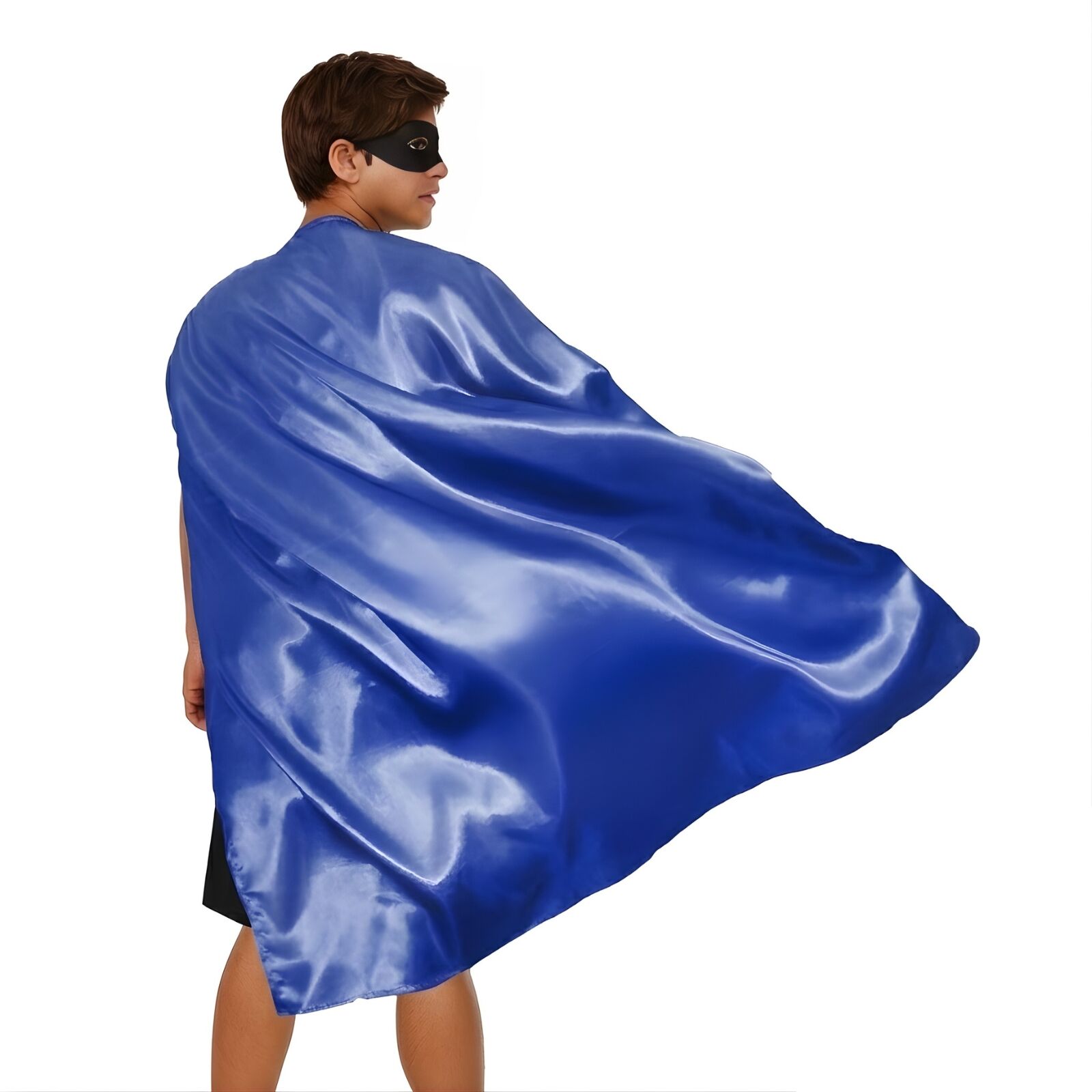 LONG CAPE Costume Cloak Halloween Fancy Dress Coat Jacket Superhero - Blue V563-12179-BLUE