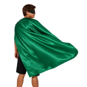 LONG CAPE Costume Cloak Halloween Fancy Dress Coat Jacket Superhero - Green V563-12179-GREEN