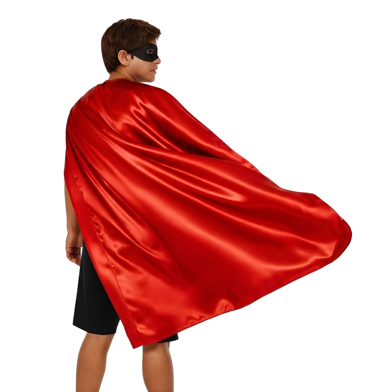 LONG CAPE Costume Cloak Halloween Fancy Dress Coat Jacket Superhero - Red V563-12179-RED