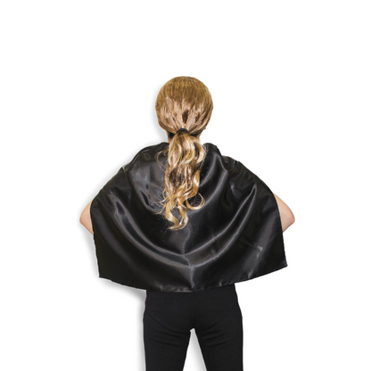 SHORT CAPE Kids Childrens Party Costume Vampire Coat School Team Colours - Black V563-12181-BLK