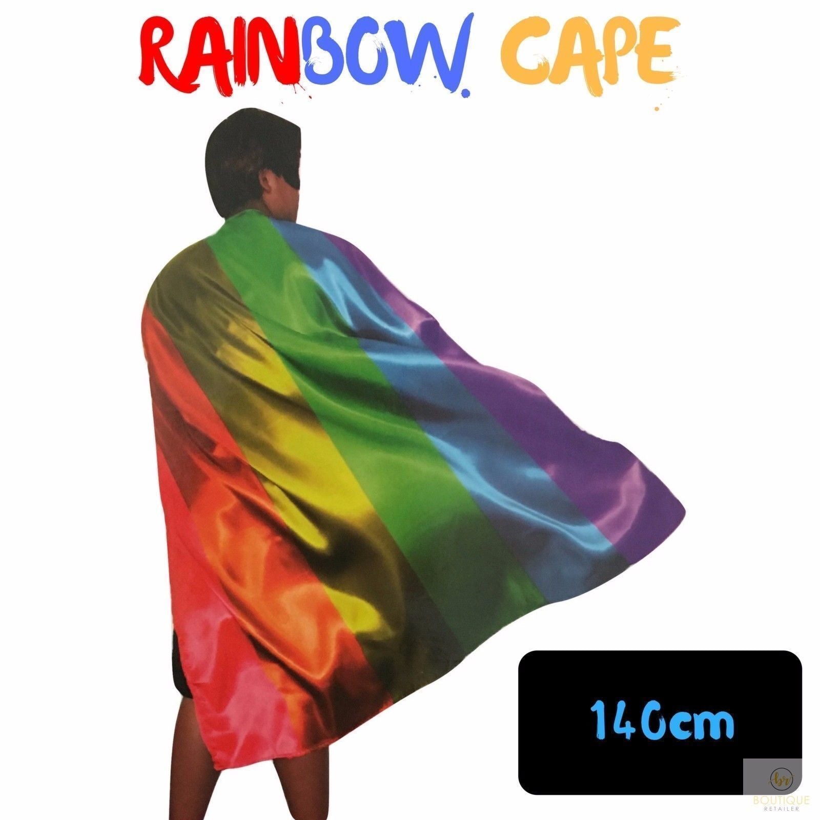 140cm DELUXE RAINBOW CAPE Party Fancy Dress Costume Adult Size Pride V563-12182