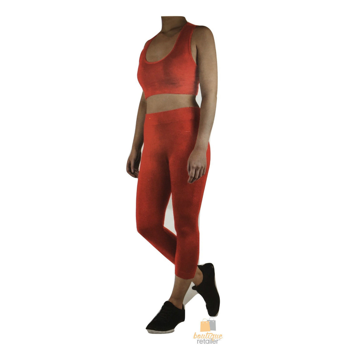 Womens CROP TOP Tank + LEGGING Pants SET Jogger Sport Party Tracksuit Gym Yoga - Red V563-12189-RED