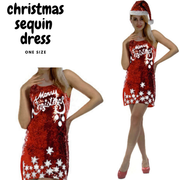 Womens Merry Christmas Sequin Dress Costume Xmas Party V563-12224